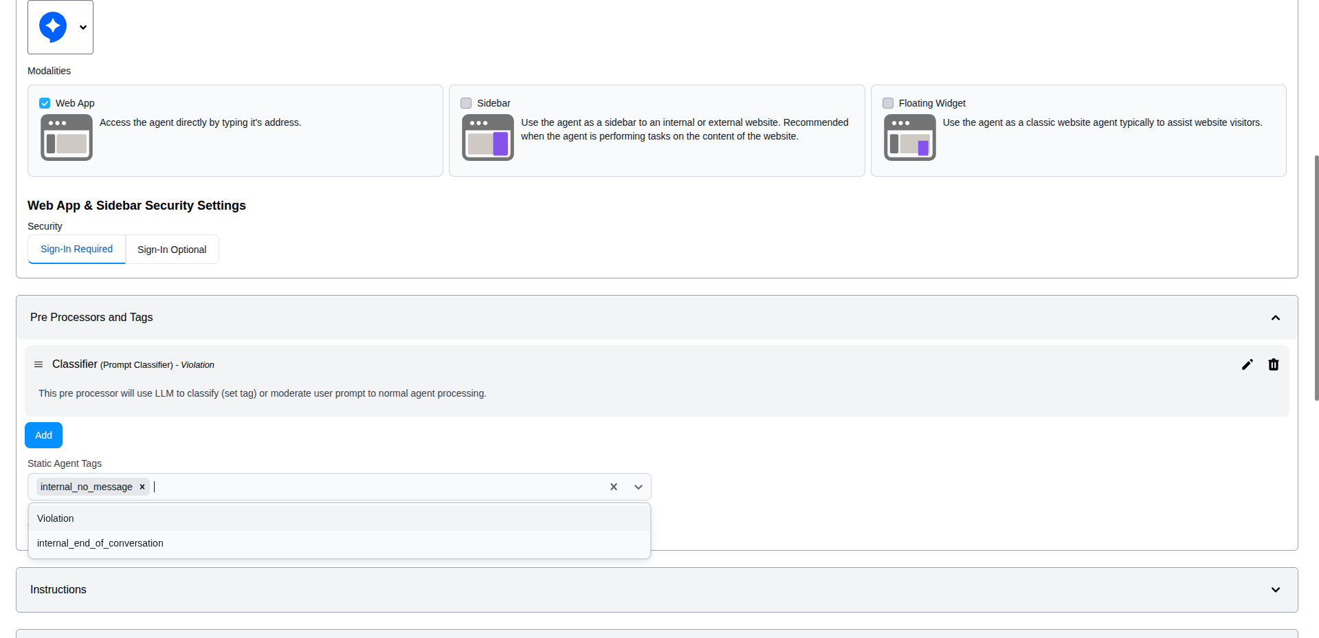Pre Processors and Tags Section