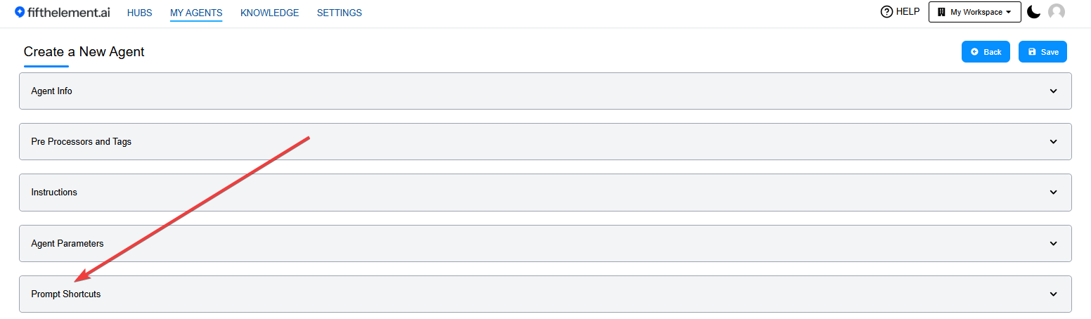 Prompt Shortcuts Section