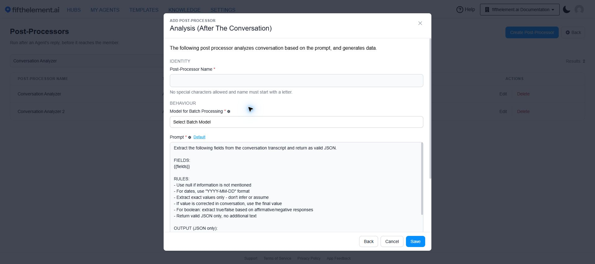 Analysis after the conversation configuration