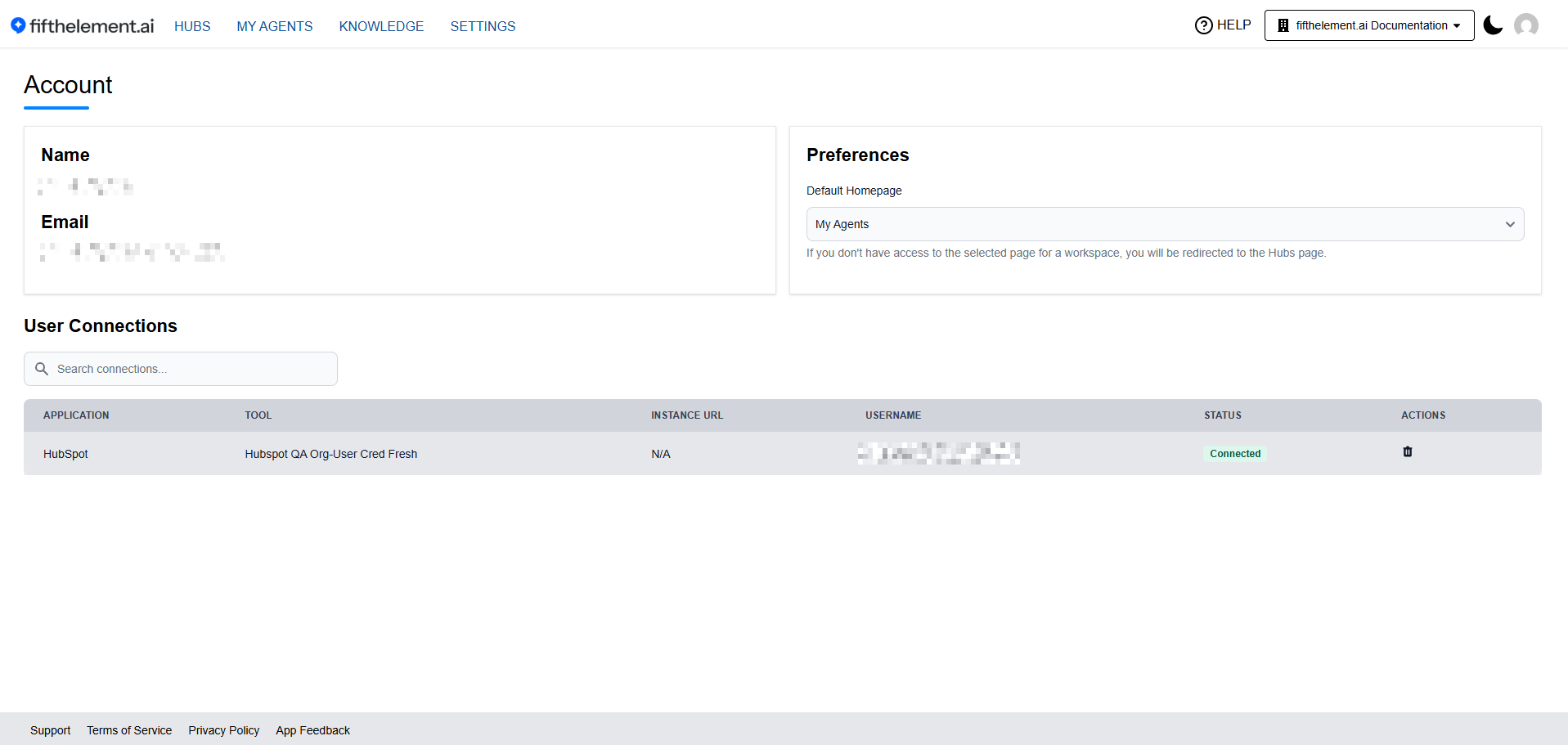 End-User Account Page — User Connections