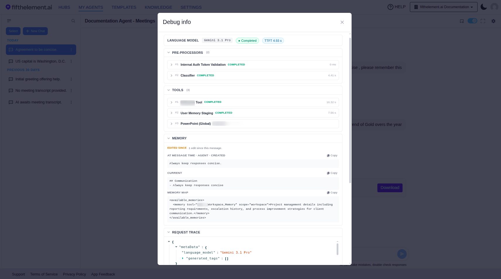 Debug info panel