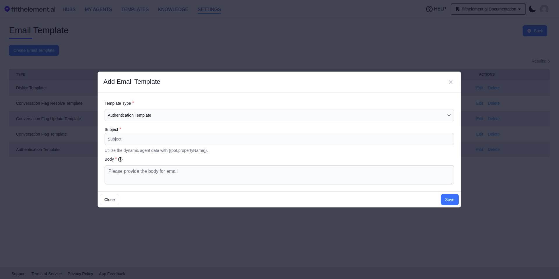 Email Template Create Form