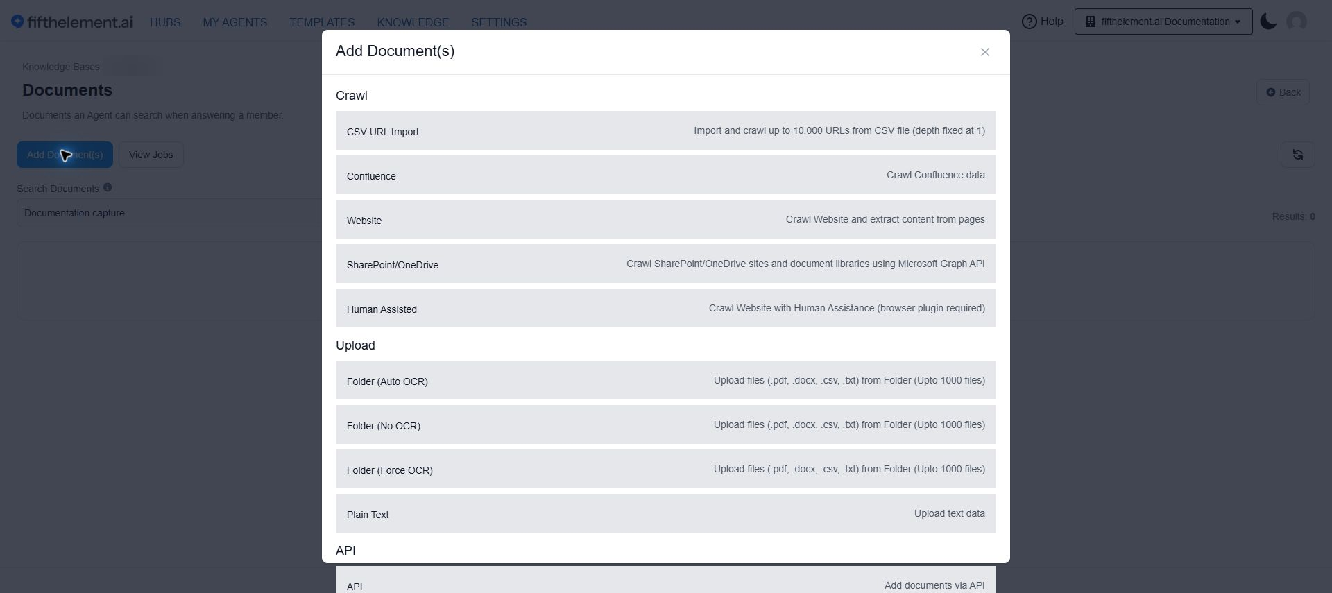 Add documents method chooser