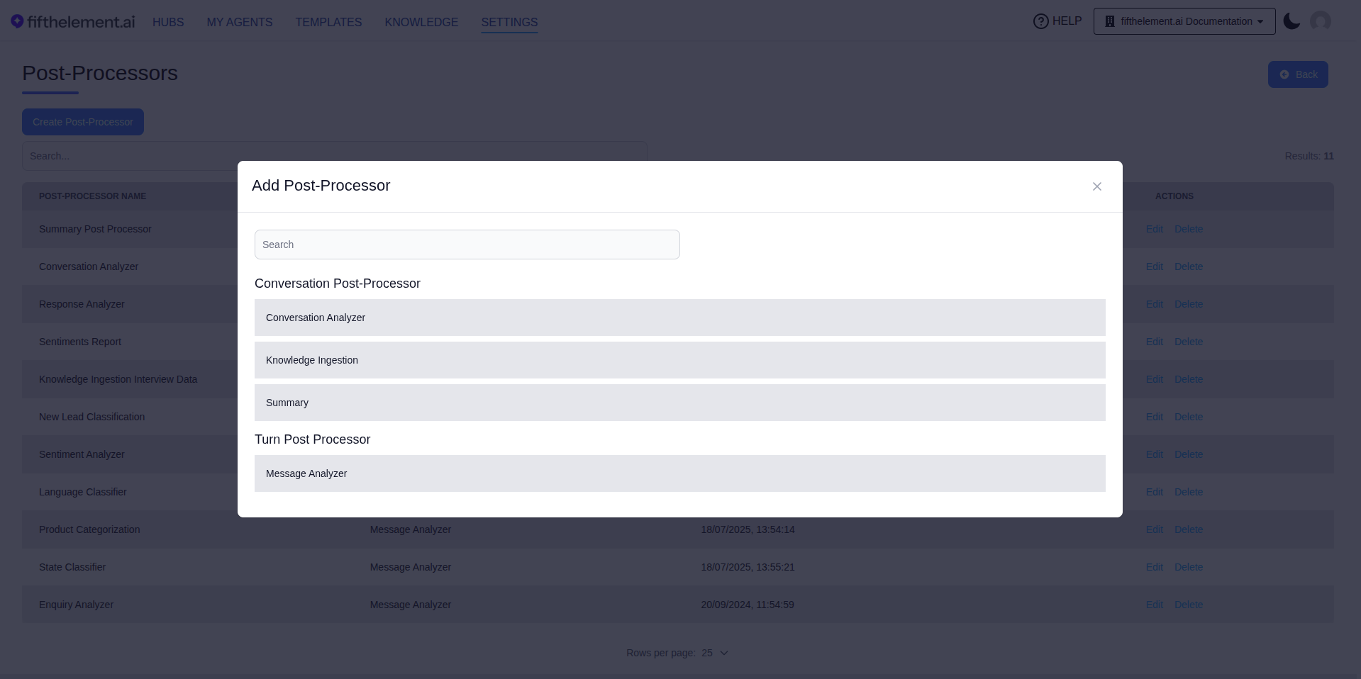 Add Post-Processor Modal