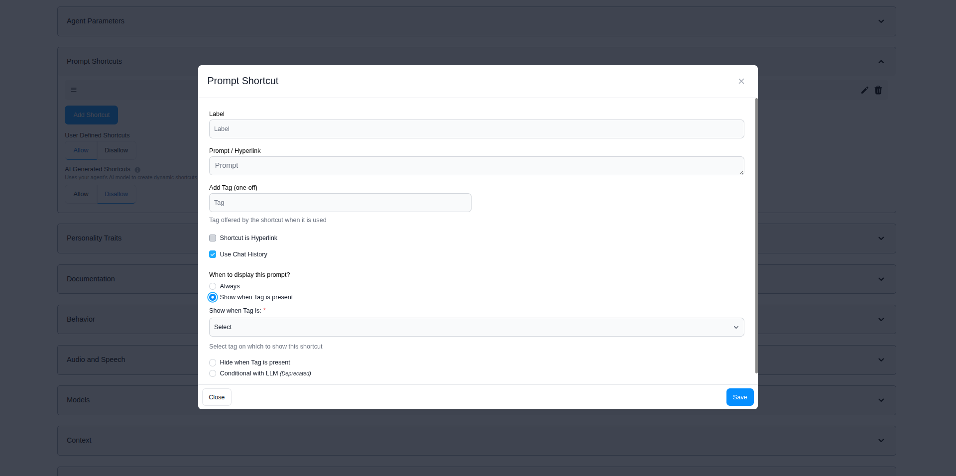 Prompt Shortcut Edit Modal