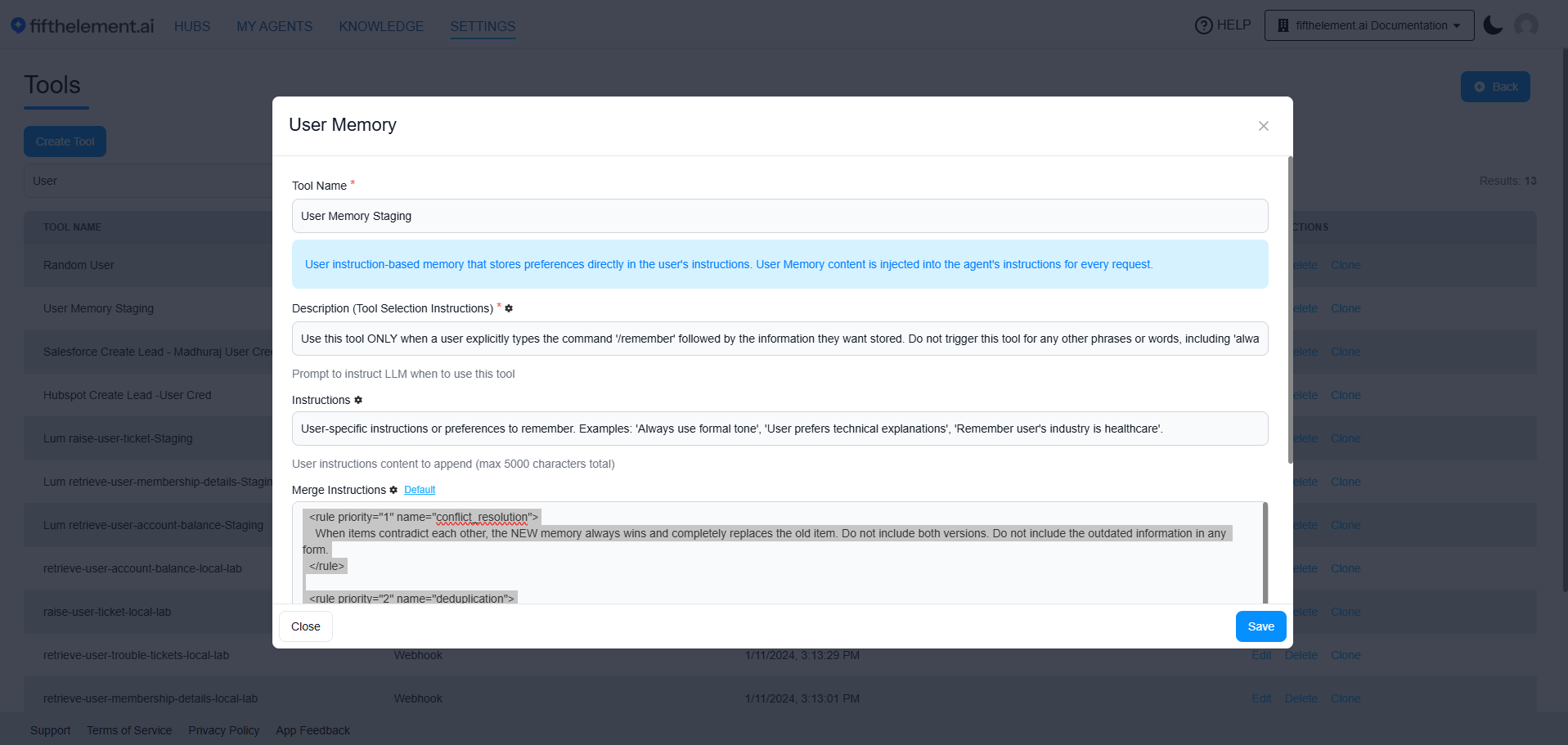 User Memory — Merge Instructions