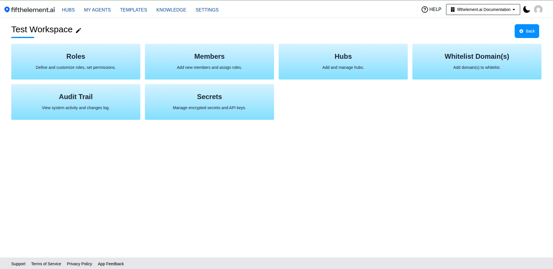 Workspace Dashboard with Roles Card