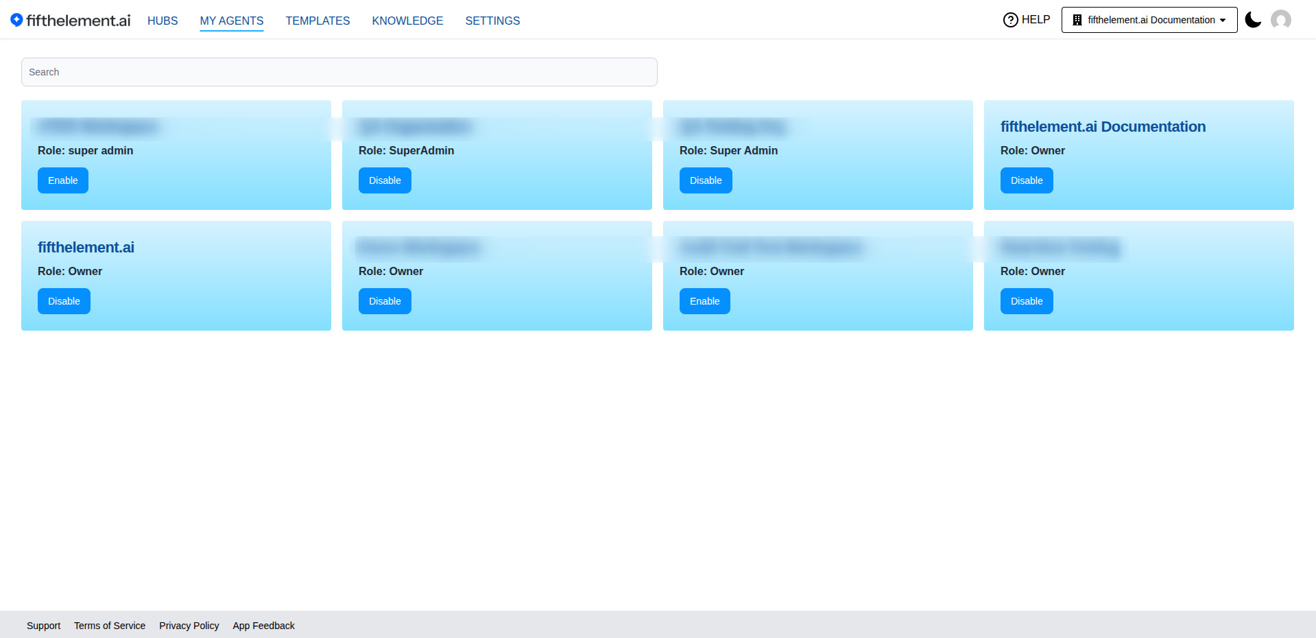 Workspaces List